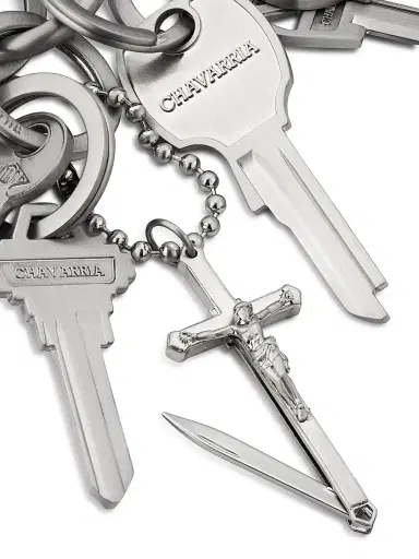 Willy Chavarria Men's Staff Key Fobs - Shiny Nickel | Thumbnail 2 Willy Chavarria Men's Staff Key Fobs - Shiny Nickel | Thumbnail 2