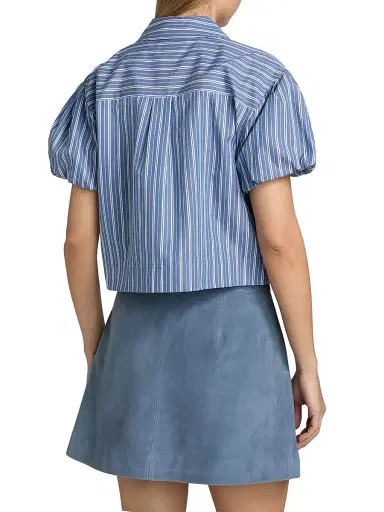 Tanya Taylor Women's Elza Striped Puff-Sleeve Top - French Blue White Multi | Thumbnail 5 Tanya Taylor Women's Elza Striped Puff-Sleeve Top - French Blue White Multi | Thumbnail 5
