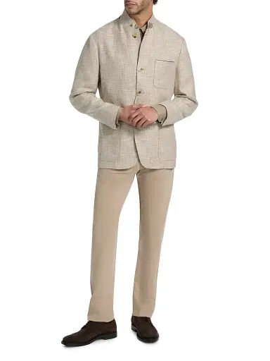 Canali Men's Bruma Textured-Weave Hybrid Patch Jacket - Tan | Thumbnail 2 Canali Men's Bruma Textured-Weave Hybrid Patch Jacket - Tan | Thumbnail 2