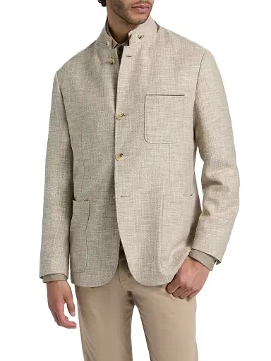 Canali Men's Bruma Textured-Weave Hybrid Patch Jacket - Tan | Thumbnail 3 Canali Men's Bruma Textured-Weave Hybrid Patch Jacket - Tan | Thumbnail 3