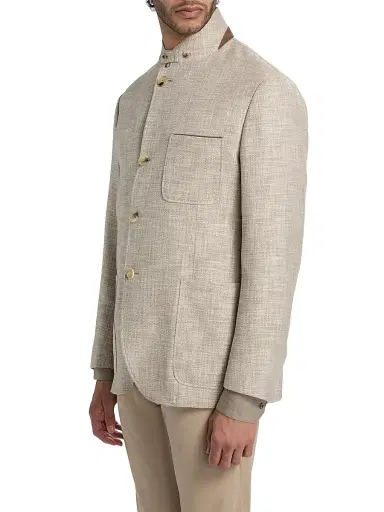 Canali Men's Bruma Textured-Weave Hybrid Patch Jacket - Tan | Thumbnail 4 Canali Men's Bruma Textured-Weave Hybrid Patch Jacket - Tan | Thumbnail 4
