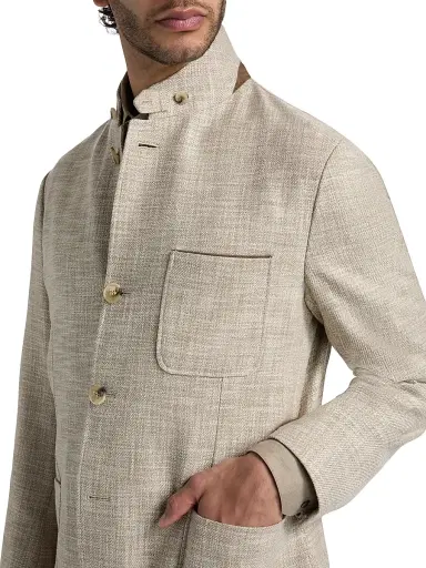 Canali Men's Bruma Textured-Weave Hybrid Patch Jacket - Tan | Thumbnail 6 Canali Men's Bruma Textured-Weave Hybrid Patch Jacket - Tan | Thumbnail 6