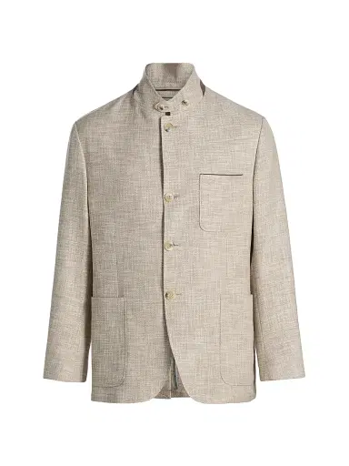 Canali Men's Bruma Textured-Weave Hybrid Patch Jacket - Tan | Thumbnail 1 Canali Men's Bruma Textured-Weave Hybrid Patch Jacket - Tan | Thumbnail 1