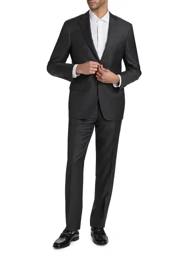 Canali Men's Wool Single-Breasted Suit - Charcoal | Thumbnail 2 Canali Men's Wool Single-Breasted Suit - Charcoal | Thumbnail 2