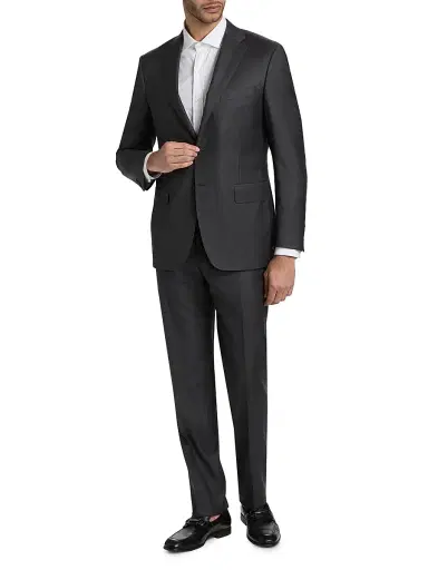 Canali Men's Wool Single-Breasted Suit - Charcoal | Thumbnail 3 Canali Men's Wool Single-Breasted Suit - Charcoal | Thumbnail 3