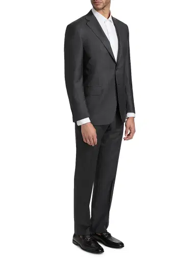Canali Men's Wool Single-Breasted Suit - Charcoal | Thumbnail 4 Canali Men's Wool Single-Breasted Suit - Charcoal | Thumbnail 4