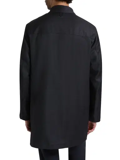 Canali Men's Denim-Effect Wool Raincoat - Navy | Thumbnail 5 Canali Men's Denim-Effect Wool Raincoat - Navy | Thumbnail 5