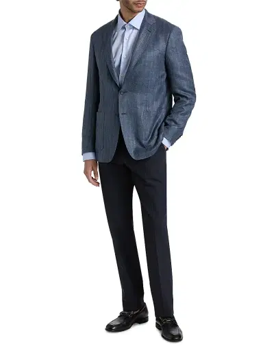 Canali Men's Denim Herringbone Patch Jacket - Blue | Thumbnail 2 Canali Men's Denim Herringbone Patch Jacket - Blue | Thumbnail 2