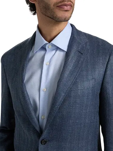 Canali Men's Denim Herringbone Patch Jacket - Blue | Thumbnail 6 Canali Men's Denim Herringbone Patch Jacket - Blue | Thumbnail 6