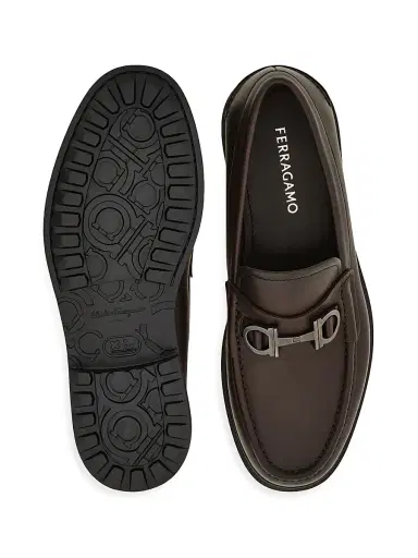 FERRAGAMO Men's Tobias Gancini Leather Loafers - Brown | Thumbnail 4 FERRAGAMO Men's Tobias Gancini Leather Loafers - Brown | Thumbnail 4