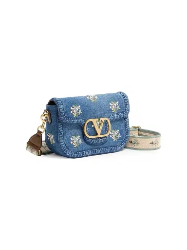 Valentino Garavani Women's Alltime Embroidered Denim Shoulder Bag - Denim | Thumbnail 4 Valentino Garavani Women's Alltime Embroidered Denim Shoulder Bag - Denim | Thumbnail 4
