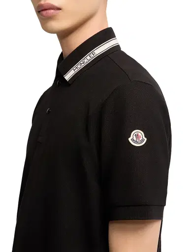 Moncler Men's Polo Shirt in Cotton Piquet - Black | Thumbnail 4 Moncler Men's Polo Shirt in Cotton Piquet - Black | Thumbnail 4