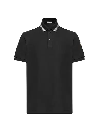 Moncler Men's Polo Shirt in Cotton Piquet - Black | Thumbnail 1 Moncler Men's Polo Shirt in Cotton Piquet - Black | Thumbnail 1