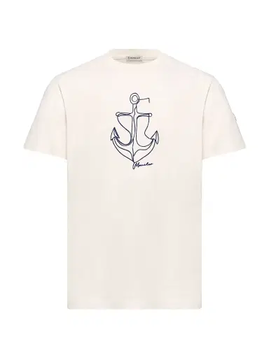 Moncler Men's Crewneck T-Shirt in Cotton - White | Thumbnail 1 Moncler Men's Crewneck T-Shirt in Cotton - White | Thumbnail 1