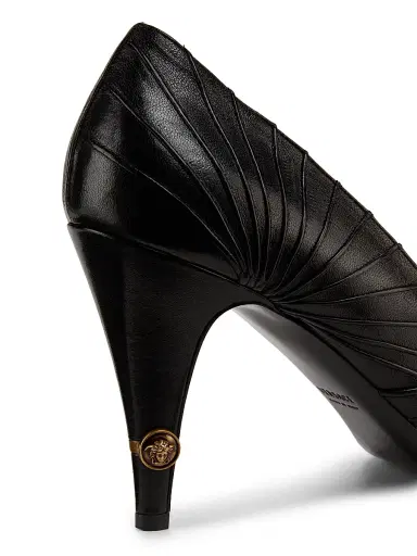 Versace Women's 90MM Seamed Leather Pumps - Black Gold - Size 11 | Thumbnail 5 Versace Women's 90MM Seamed Leather Pumps - Black Gold - Size 11 | Thumbnail 5