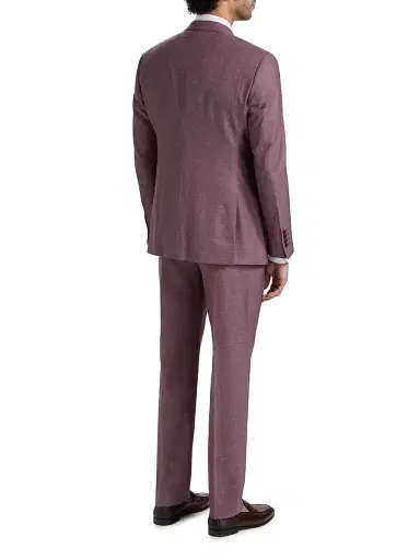 Emporio Armani Men's Wool-Linen Peak Lapel Suit - Merlot | Thumbnail 5 Emporio Armani Men's Wool-Linen Peak Lapel Suit - Merlot | Thumbnail 5