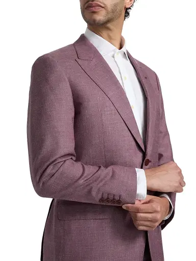 Emporio Armani Men's Wool-Linen Peak Lapel Suit - Merlot | Thumbnail 6 Emporio Armani Men's Wool-Linen Peak Lapel Suit - Merlot | Thumbnail 6