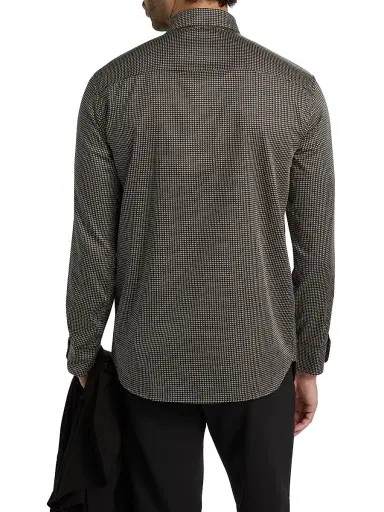 Emporio Armani Men's Birdseye Cotton Satin Sport Shirt - Fancy Birds Eye | Thumbnail 5 Emporio Armani Men's Birdseye Cotton Satin Sport Shirt - Fancy Birds Eye | Thumbnail 5