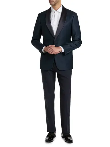 Emporio Armani Men's Dinner Virgin Wool Jacket - Teal | Thumbnail 2 Emporio Armani Men's Dinner Virgin Wool Jacket - Teal | Thumbnail 2