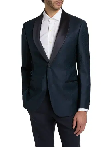 Emporio Armani Men's Dinner Virgin Wool Jacket - Teal | Thumbnail 3 Emporio Armani Men's Dinner Virgin Wool Jacket - Teal | Thumbnail 3