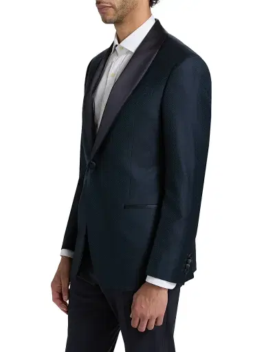 Emporio Armani Men's Dinner Virgin Wool Jacket - Teal | Thumbnail 4 Emporio Armani Men's Dinner Virgin Wool Jacket - Teal | Thumbnail 4