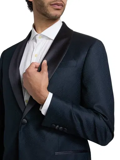 Emporio Armani Men's Dinner Virgin Wool Jacket - Teal | Thumbnail 6 Emporio Armani Men's Dinner Virgin Wool Jacket - Teal | Thumbnail 6