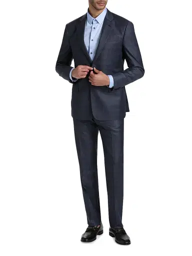 Giorgio Armani Men's Micro Check Windowpane Suit - Charcoal | Thumbnail 2 Giorgio Armani Men's Micro Check Windowpane Suit - Charcoal | Thumbnail 2