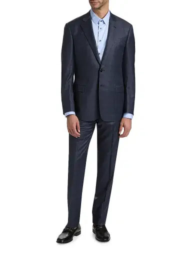 Giorgio Armani Men's Micro Check Windowpane Suit - Charcoal | Thumbnail 3 Giorgio Armani Men's Micro Check Windowpane Suit - Charcoal | Thumbnail 3