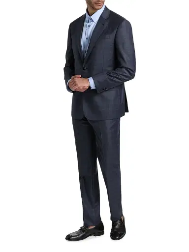 Giorgio Armani Men's Micro Check Windowpane Suit - Charcoal | Thumbnail 4 Giorgio Armani Men's Micro Check Windowpane Suit - Charcoal | Thumbnail 4