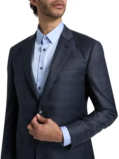 Giorgio Armani Men's Micro Check Windowpane Suit - Charcoal | Thumbnail 6 Giorgio Armani Men's Micro Check Windowpane Suit - Charcoal | Thumbnail 6