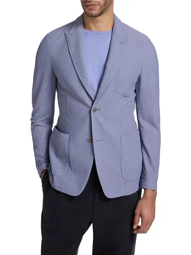 Giorgio Armani Men's Honeycomb Soft Tailored Blazer - Ortensia | Thumbnail 3 Giorgio Armani Men's Honeycomb Soft Tailored Blazer - Ortensia | Thumbnail 3