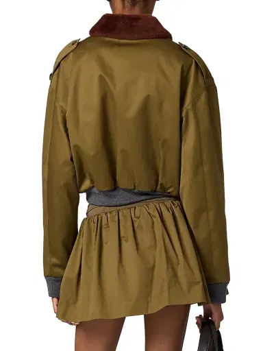 Miu Miu Women's Cotton Satin Bomber Jacket - Green | Thumbnail 3 Miu Miu Women's Cotton Satin Bomber Jacket - Green | Thumbnail 3
