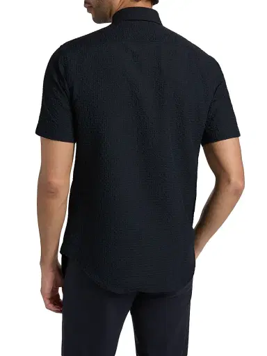 Emporio Armani Men's Textured Tech Seersucker Sport Shirt - Dark Navy | Thumbnail 5 Emporio Armani Men's Textured Tech Seersucker Sport Shirt - Dark Navy | Thumbnail 5