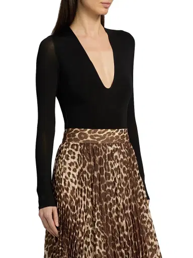 Zimmermann Women's Plunging V-Neck Bodysuit - Black - Size 8 | Thumbnail 4 Zimmermann Women's Plunging V-Neck Bodysuit - Black - Size 8 | Thumbnail 4