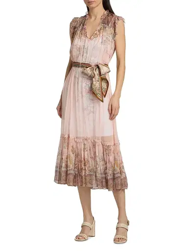 Zimmermann Women's Alchemy Floral Midi-Dress - Pink Paisley | Thumbnail 3 Zimmermann Women's Alchemy Floral Midi-Dress - Pink Paisley | Thumbnail 3