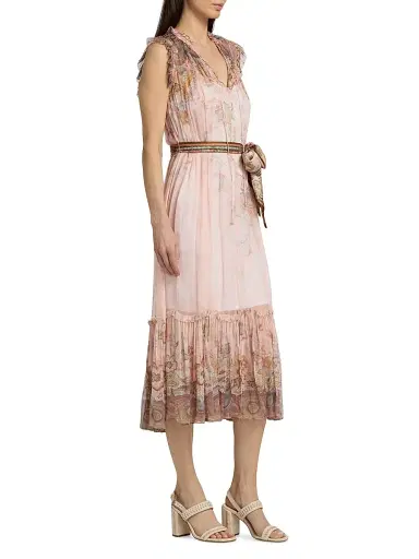 Zimmermann Women's Alchemy Floral Midi-Dress - Pink Paisley | Thumbnail 4 Zimmermann Women's Alchemy Floral Midi-Dress - Pink Paisley | Thumbnail 4