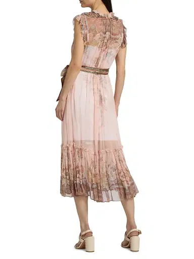 Zimmermann Women's Alchemy Floral Midi-Dress - Pink Paisley | Thumbnail 5 Zimmermann Women's Alchemy Floral Midi-Dress - Pink Paisley | Thumbnail 5