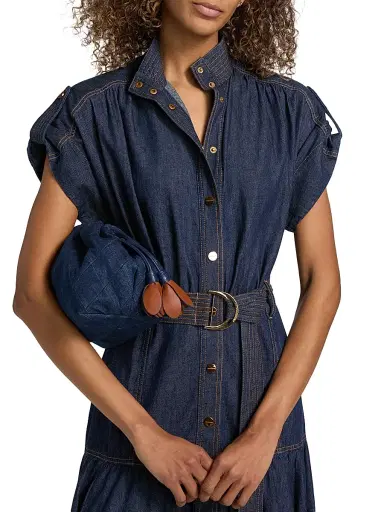 Zimmermann Women's Denim Belted Puff Sleeve Midi-Dress - Harbour Blue | Thumbnail 6 Zimmermann Women's Denim Belted Puff Sleeve Midi-Dress - Harbour Blue | Thumbnail 6