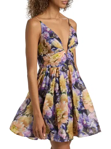Zimmermann Women's Luna Floral Linen-Silk Fit-&-Flare Minidress | Thumbnail 4 Zimmermann Women's Luna Floral Linen-Silk Fit-&-Flare Minidress | Thumbnail 4