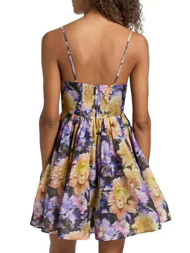 Zimmermann Women's Luna Floral Linen-Silk Fit-&-Flare Minidress | Thumbnail 5 Zimmermann Women's Luna Floral Linen-Silk Fit-&-Flare Minidress | Thumbnail 5