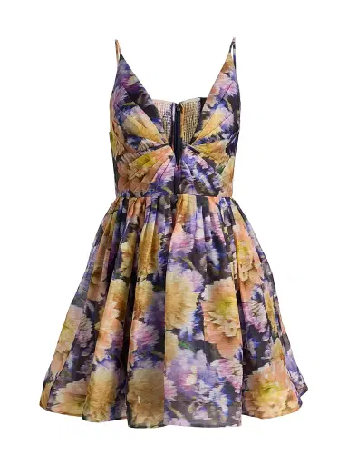 Zimmermann Women's Luna Floral Linen-Silk Fit-&-Flare Minidress | Thumbnail 1 Zimmermann Women's Luna Floral Linen-Silk Fit-&-Flare Minidress | Thumbnail 1