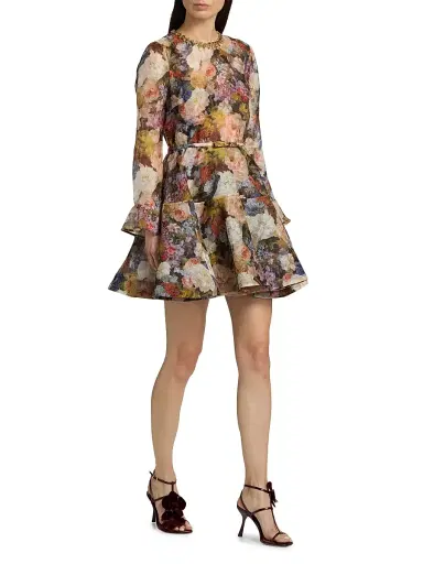 Zimmermann Women's Alchemy Floral Linen-Silk Minidress - Rosette | Thumbnail 2 Zimmermann Women's Alchemy Floral Linen-Silk Minidress - Rosette | Thumbnail 2