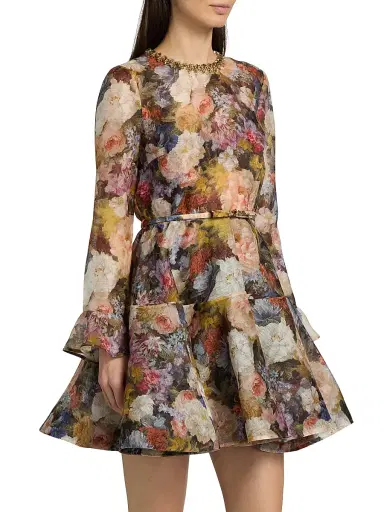 Zimmermann Women's Alchemy Floral Linen-Silk Minidress - Rosette | Thumbnail 4 Zimmermann Women's Alchemy Floral Linen-Silk Minidress - Rosette | Thumbnail 4