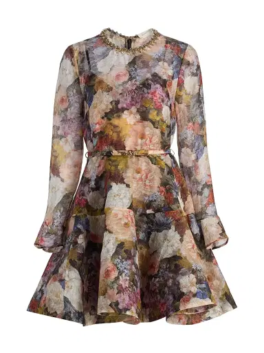 Zimmermann Women's Alchemy Floral Linen-Silk Minidress - Rosette | Thumbnail 1 Zimmermann Women's Alchemy Floral Linen-Silk Minidress - Rosette | Thumbnail 1