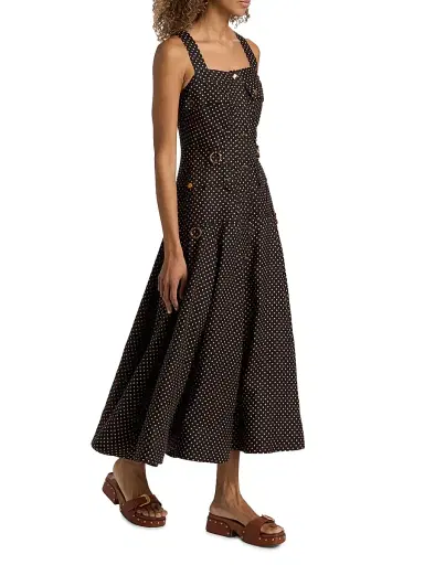 Zimmermann Women's Luna Polka Dot Cargo-Style Picnic Midi-Dress - Black Dot | Thumbnail 4 Zimmermann Women's Luna Polka Dot Cargo-Style Picnic Midi-Dress - Black Dot | Thumbnail 4