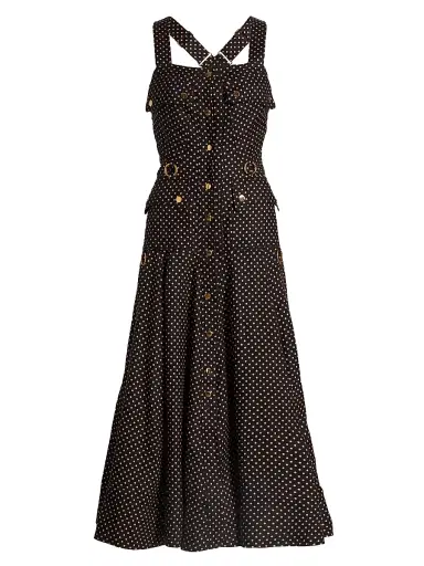 Zimmermann Women's Luna Polka Dot Cargo-Style Picnic Midi-Dress - Black Dot | Thumbnail 1 Zimmermann Women's Luna Polka Dot Cargo-Style Picnic Midi-Dress - Black Dot | Thumbnail 1
