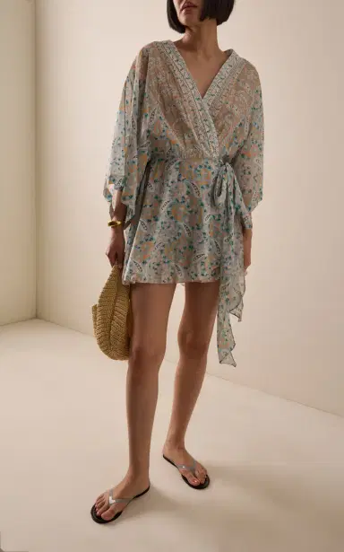Boteh Kynthos Flared Cotton-Blend Robe Dress | Thumbnail 2 Boteh Kynthos Flared Cotton-Blend Robe Dress | Thumbnail 2