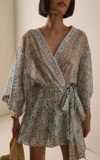 Boteh Kynthos Flared Cotton-Blend Robe Dress | Thumbnail 3 Boteh Kynthos Flared Cotton-Blend Robe Dress | Thumbnail 3