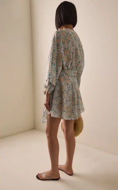 Boteh Kynthos Flared Cotton-Blend Robe Dress | Thumbnail 4 Boteh Kynthos Flared Cotton-Blend Robe Dress | Thumbnail 4