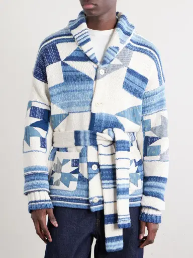 Polo Ralph Lauren Shawl-Collar Patchwork Cotton and Linen-Blend Cardigan - Men | Thumbnail 3 Polo Ralph Lauren Shawl-Collar Patchwork Cotton and Linen-Blend Cardigan - Men | Thumbnail 3